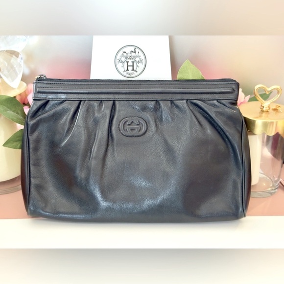 Gucci Handbags - Vintage Gucci Black Leather Clutch